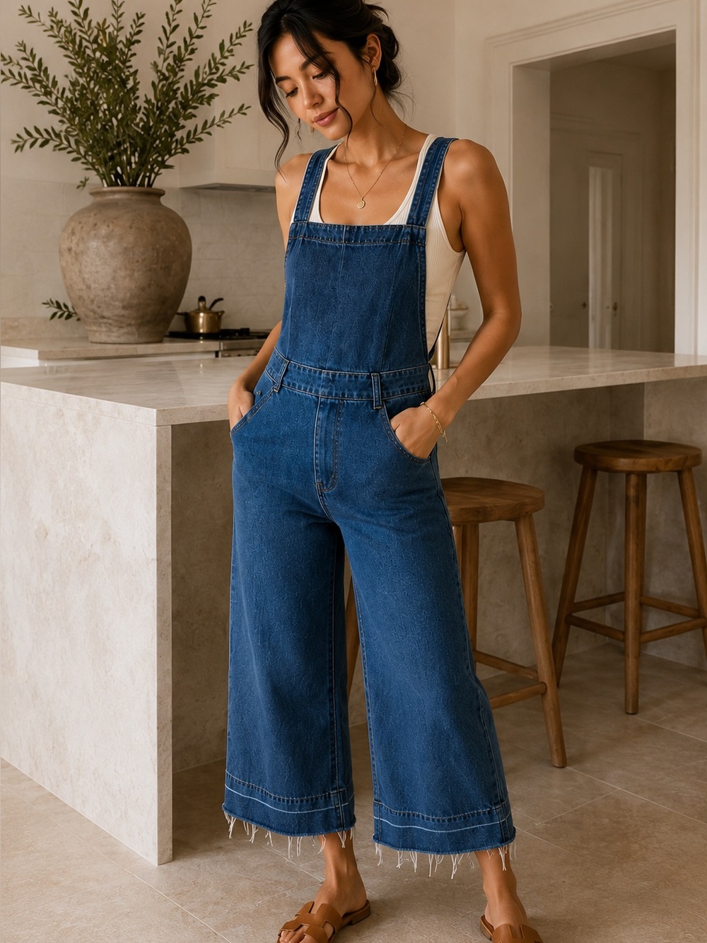 Universal Thread Denim Tie-Back Apron Jumpsuit – fits xsmall (0/2)